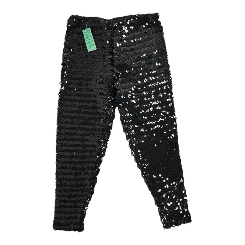 Vtg DNKY Black Sequined Pants Stretch Size S Pull-On Party NYE Made In USA NWT